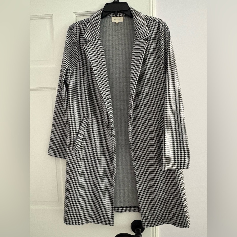 Mellowday Long Houndstooth Blazer- size L